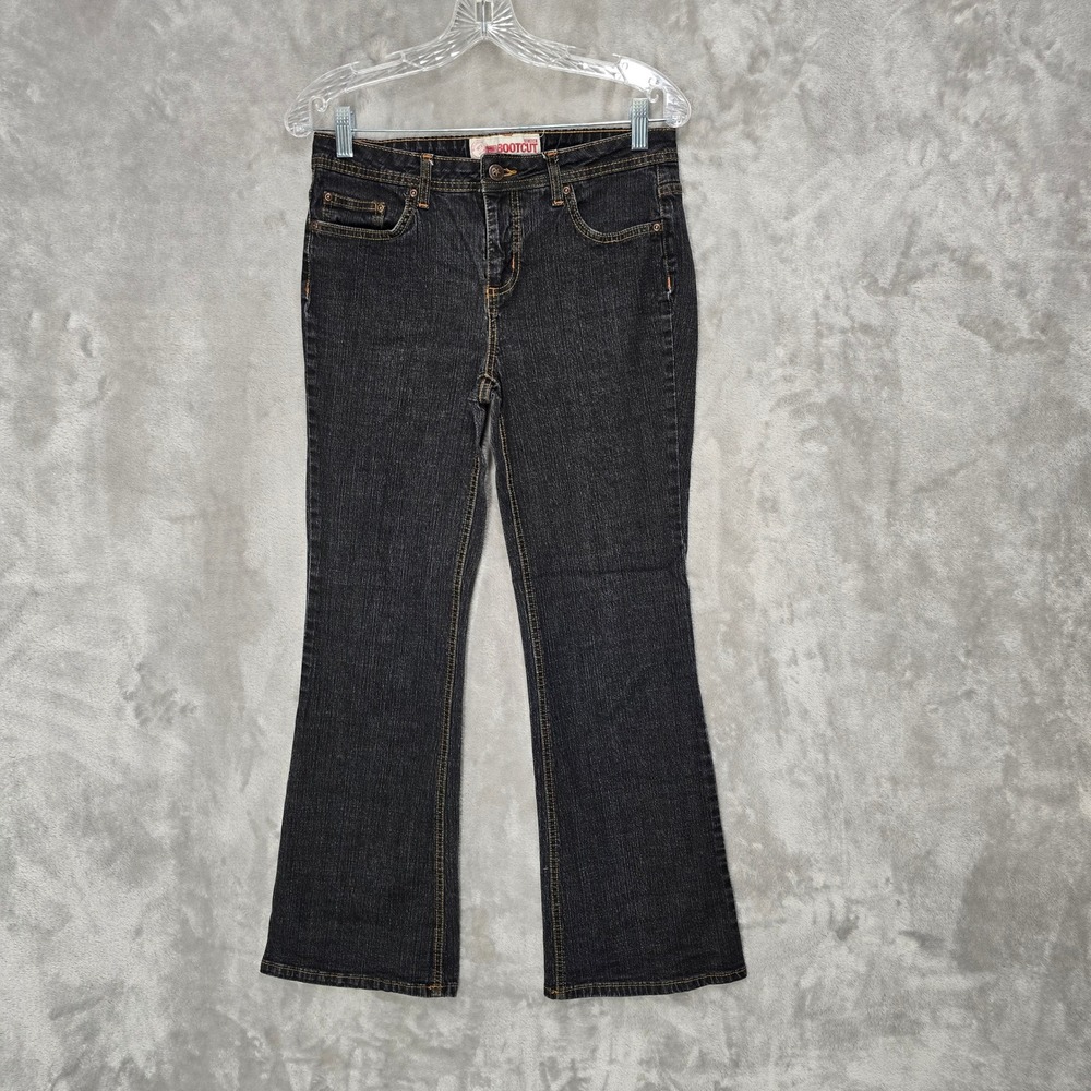Faded Glory Bootcut Jeans Women Petite 6 Black Stretch Denim Grunge Edgy Minimal
